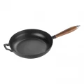 STAUB FRYING PAN WITH WOODEN HANDLE 123092423B - BLACK - 24CM