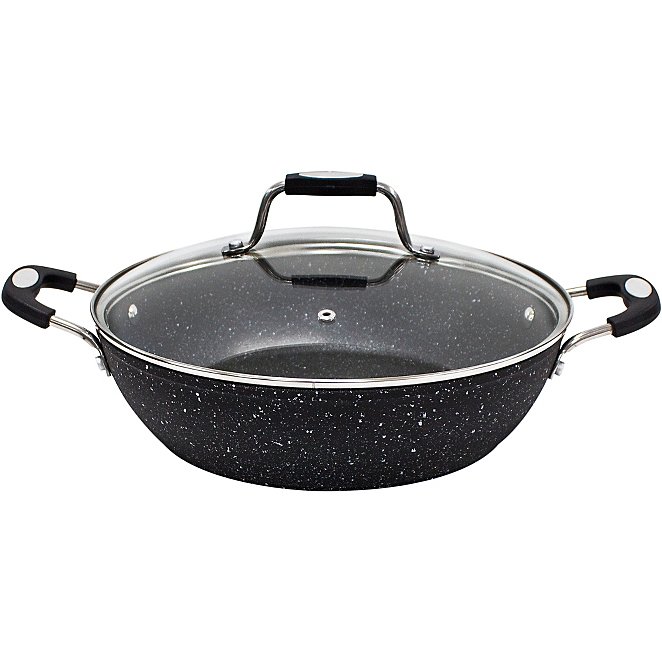 SCOVILLE SHALLOW CASSEROLE WITH GLASS LID - BLACK - 28 CM