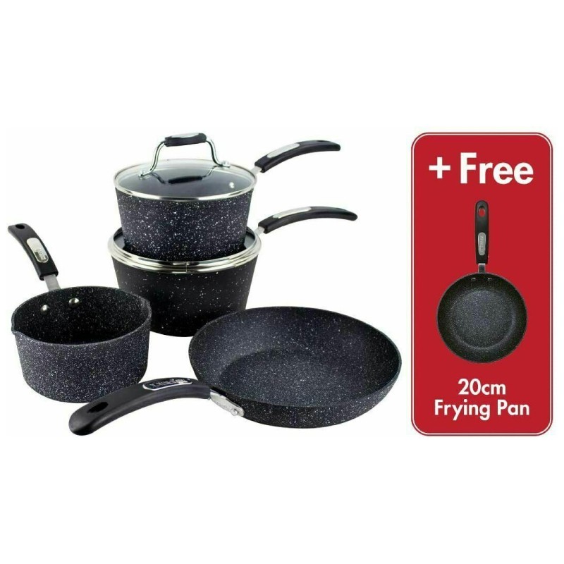 SCOVILLE 4 PIECES COOKWARE SET PLUS FREE FRYING PAN - BLACK