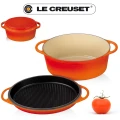 LE CREUSET MULTI FUNCTION OVAL/ GRILL - FLAME/VOLCANIC - 28CM