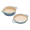Le Creuset Cast Iron Oven with Baker Lid - Marine - 26cm
