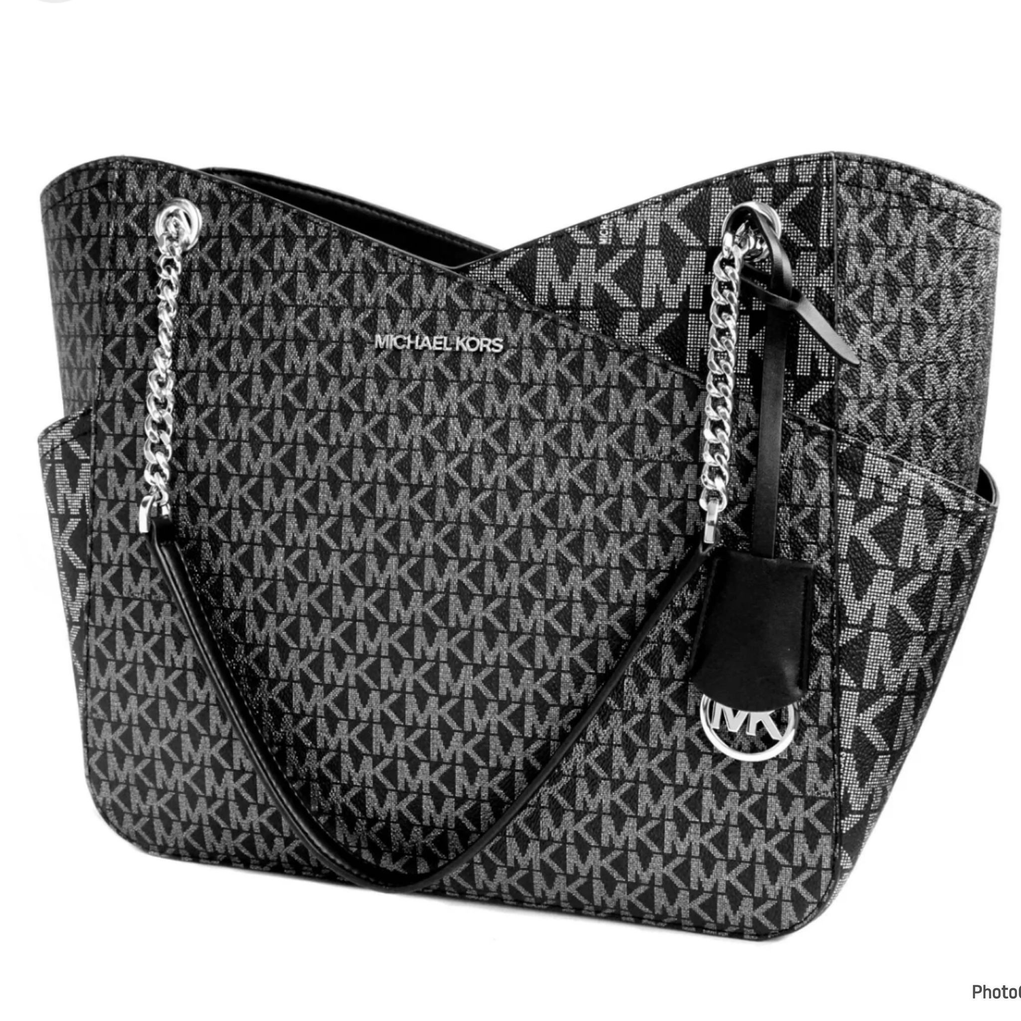 Michael Kors Jet Set Tote - Blk/silver - 35H3STVT3V / 40 X 29 X 13 CM